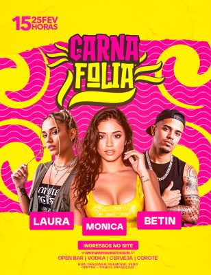 Carnaval Carna Folia Flyer Festivo com Pessoas Felizes PSD Editável