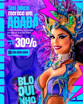 Carnaval Abadá Seu Bloco Merece um Bloco Brilhante Super Desconto PSD Editável