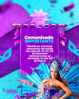 Carnaval Comunicado Importante Fechado Fevereiro Março PSD Editável