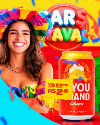 Carnaval Oferta Cerveja Chopp Pilsen Design Moderno PSD Editável