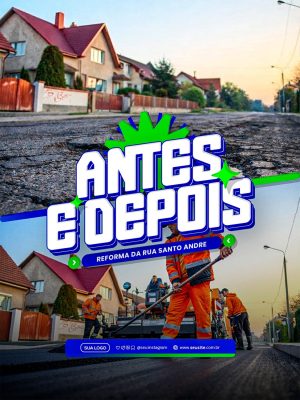 Antes e Depois Reforma da Rua Santo Andre PSD Editável