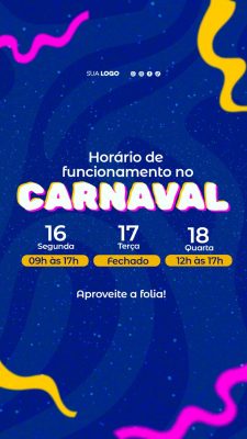 Carnaval Horário de Funcionamento na Folia PSD Editável