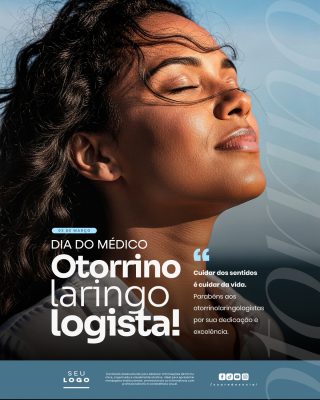 Dia do Médico Otorrinolaringologista Saúde dos Sentidos Post PSD Editável