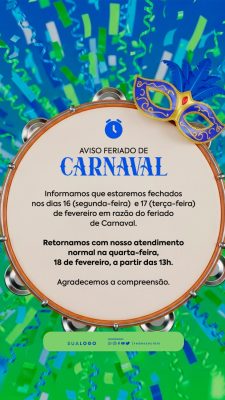 Carnaval Aviso Feriado Atendimento Normal PSD Editável