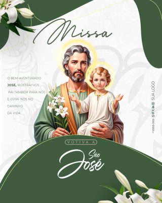 Missa Votiva a São José Arte Festiva Religiosa PSD Editável