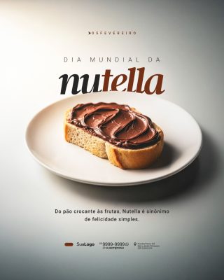 Dia Mundial da Nutella 05 de Fevereiro Social Media PSD Editável