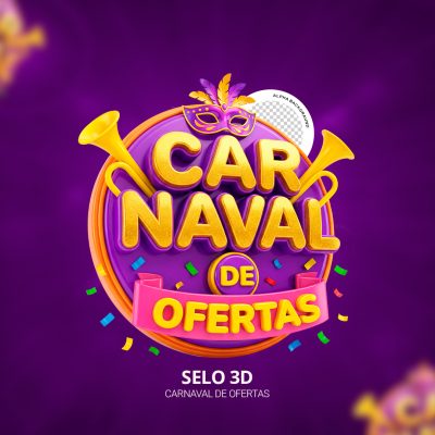 Carnaval de Ofertas Selo 3D Estilo Moderno e Festivo PSD