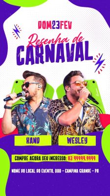 Carnaval Resenha de Carnaval DOM 23 FEV Xand Wesley Flyer PSD Editável