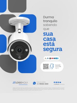 Câmera de Segurança Durma Tranquilo Sua Casa Segura PSD Editável
