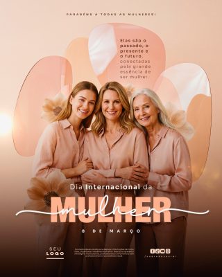 Dia Internacional da Mulher 08 de Março Social Media PSD Editável