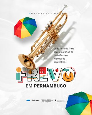 Dia do Frevo em Pernambuco 09 de Fevereiro Social Media PSD Editável