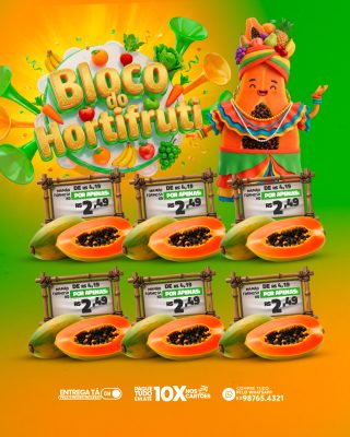 Bloco do Hortifruti Ofertas de Carnaval PSD Editável