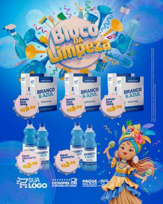Bloco da Limpeza Ofertas Carnaval Produtos Promocionais PSD Editável