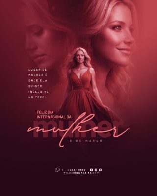 Dia Internacional da Mulher Feliz 8 de Março Arte Social PSD Editável