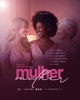 Mulher 8 de Março Dia Internacional da Mulher Banner PSD Editável