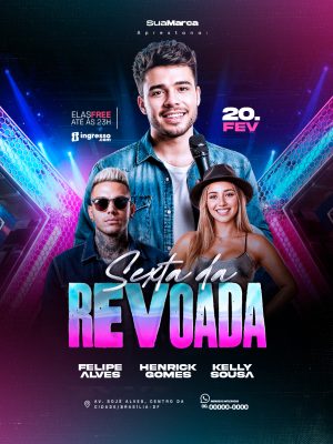 Sexta da Revoada 20 Fev Festa Balada Moderno PSD Editável