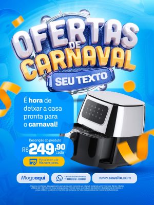 Loja de Eletrodomésticos Ofertas de Carnaval Ar Fritadeira Elétrica PSD Editável