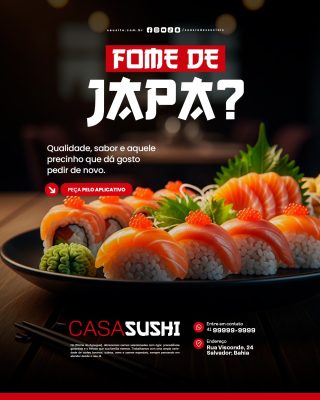 Comida Japonesa Fome de Japa Pedir Pelo Aplicativo PSD Editável