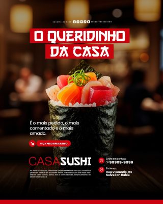 Comida Japonesa Sushi O Queridinho da Casa Promoção Aplicativo PSD Editável