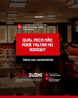 Comida Japonesa Sushi Qual Peça Não Pode Faltar no Rodízio PSD Editável