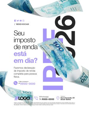 Imposto de Renda Sua Declaração IP26 Dinheiro Brasil PSD Editável