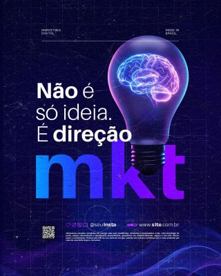 Marketing Digital Não é só Ideia É Direção com Lâmpada PSD Editável