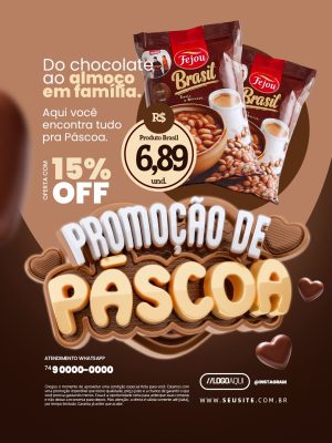 Páscoa Promoção de Páscoa 15% Off Produto Fejou Brasil PSD Editável