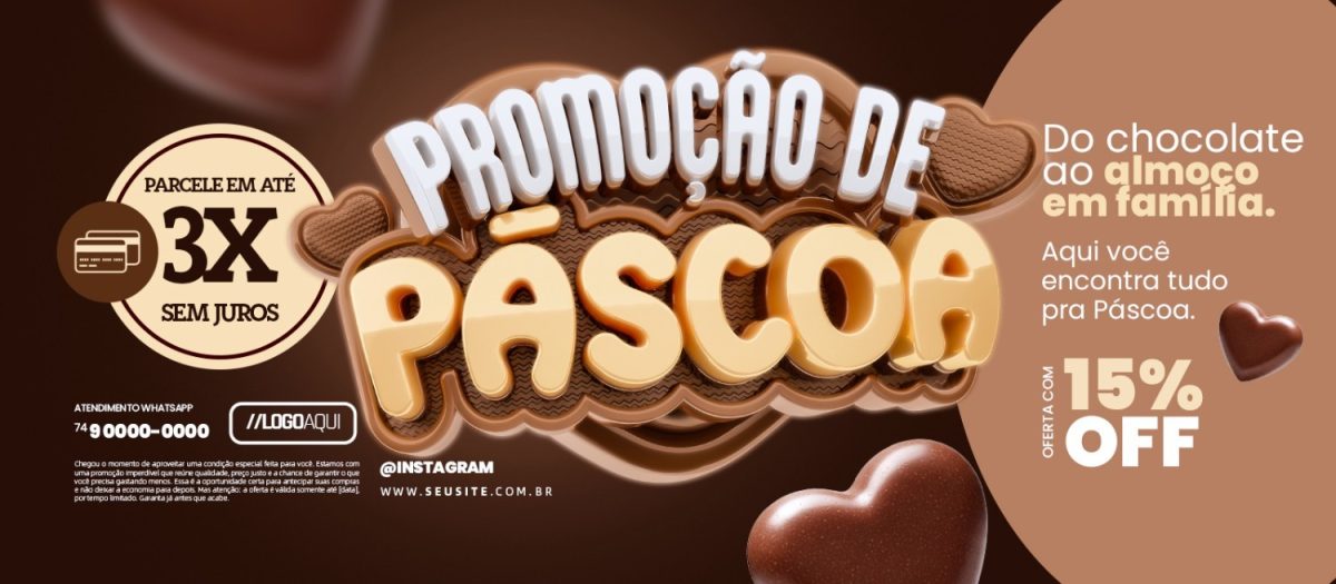 Páscoa Promoção 3X Sem Juros e 15% Off PSD Editável