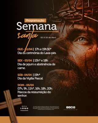 Semana Santa Programação Religiosa Datas e Eventos PSD Editável