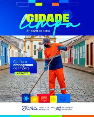 Cidade Limpa Um dever de todos Post de Limpeza Urbana PSD Editável