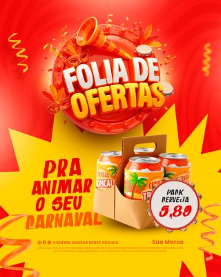 Carnaval Folia de Ofertas  PSD Editável