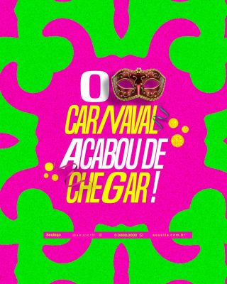 O Carnaval Acabou de Chegar Máscara Festiva PSD Editável