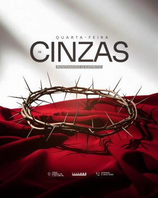 Quarta-Feira de Cinzas Renovando o Espírito Poster Religioso PSD Editável