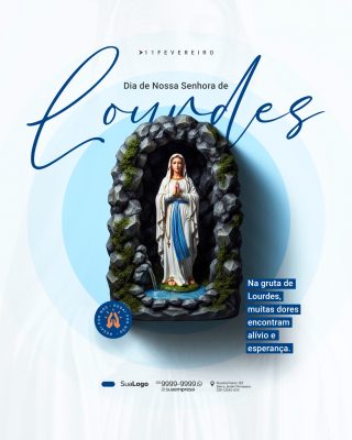 Dia de Nossa Senhora de Lourdes 11 de fevereiro Social Media PSD Editável
