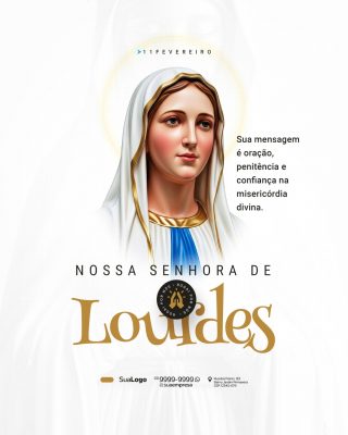 Dia de Nossa Senhora de Lourdes 11 de fevereiro Social Media PSD Editável
