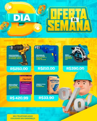 Oferta da Semana de Produtos para Construção e Ferramentas PSD Editável