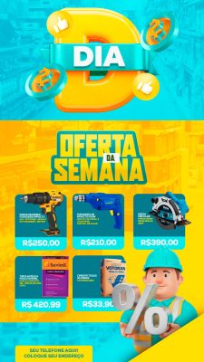 Oferta do Dia e da Semana Flyer Promocional Ferramentas Tintas PSD Editável
