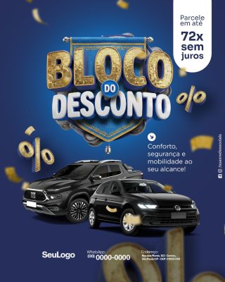 Bloco do Desconto 72x Sem Juros Carros Promoção PSD Editável