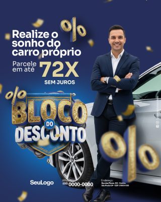 Carro Próprio Bloco do Desconto 72X Sem Juros PSD Editável