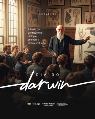 Dia de Darwin 12 de fevereiro Social Media PSD Editável