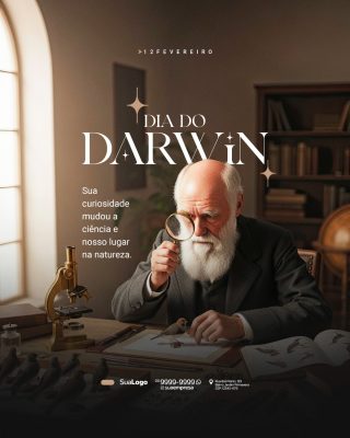 Dia de Darwin 12 de fevereiro Social Media PSD Editável