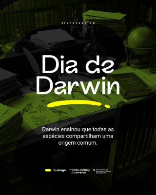 Dia de Darwin 12 de fevereiro Social Media PSD Editável
