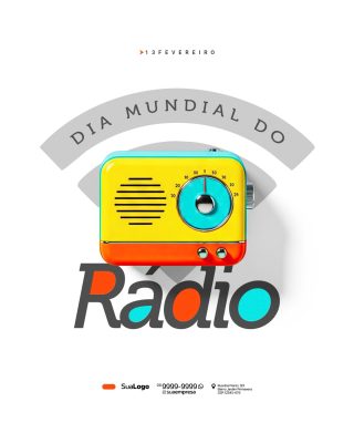 Rádio 13 de Fevereiro Dia Mundial do Rádio Template Colorido PSD Editável