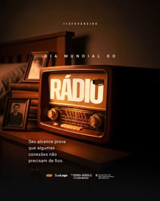 Dia Mundial do Rádio 13 de Fevereiro Conexões Sem Fios PSD Editável