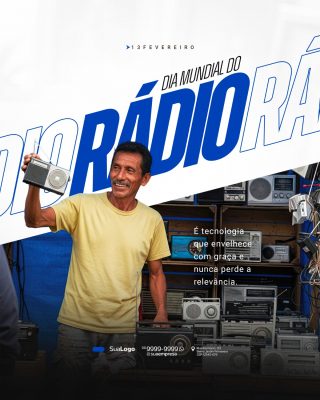 Dia Mundial do Rádio 13 de Fevereiro Tecnologia e Relevância Radial PSD Editável