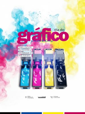 Dia do Gráfico Parabéns Arte CMYK Essência Criativa PSD Editável