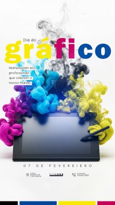 Dia do Gráfico 07 de Fevereiro Celebração Criativa PSD Editável