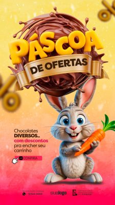 Páscoa de Ofertas Coelhinho Chocolates Diversos PSD Editável