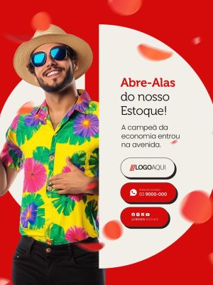 Abre-Alas do nosso Estoque Banner de Desconto PSD Editável