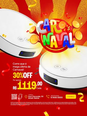 Carnaval Mega Oferta 30% Off Aspirador Robô PSD Editável